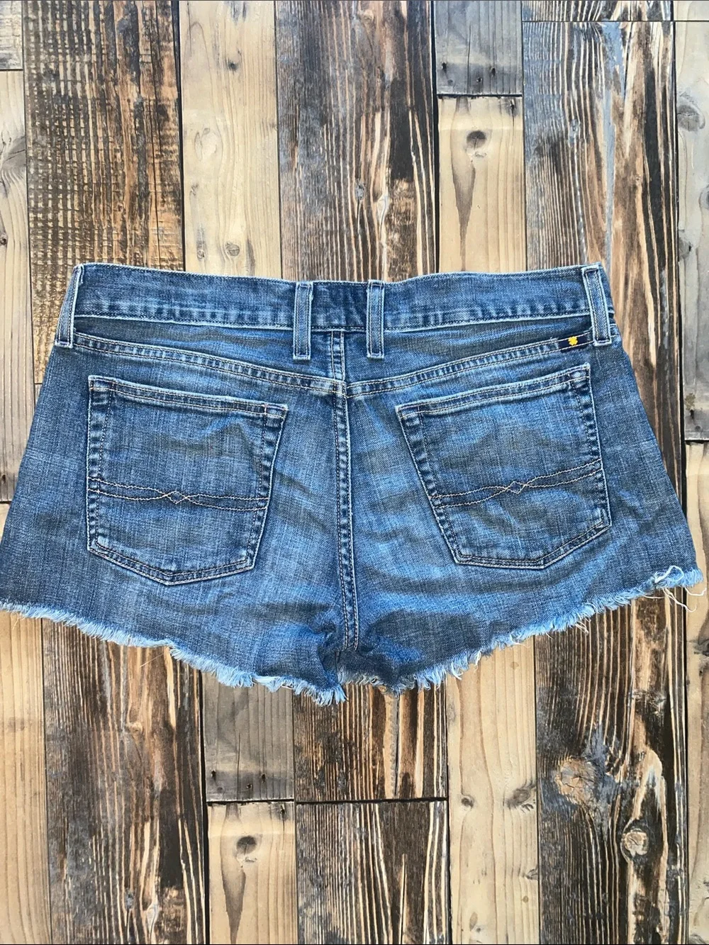 Lucky Brand Mid-Blue Distressed Denim Cutoff Shorts